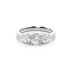 White Gold Three Stone Diamond Engagement Ring
