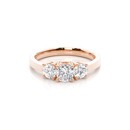Rose Gold 3 Stone Diamond Rings