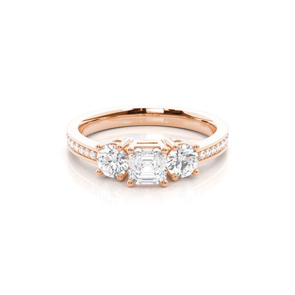 Trilogie-Diamant-Verlobungsring mit 4 Krappenfassungen