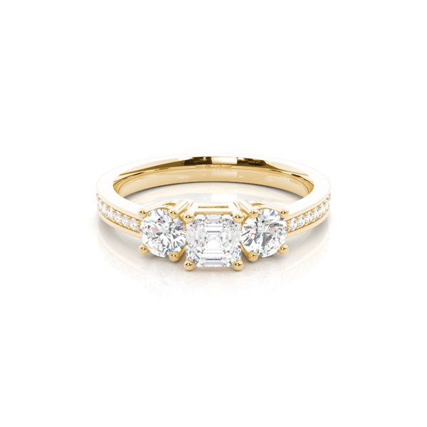 Trilogie-Diamant-Verlobungsring mit 4 Krappenfassungen