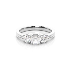 Trilogie-Diamant-Verlobungsring mit 4 Krappenfassungen