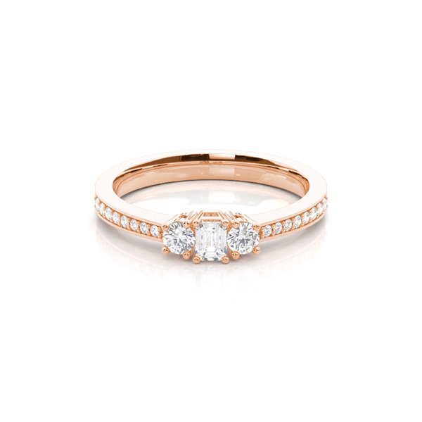 4 Prong Setting Trilogy Diamond Engagement Ring