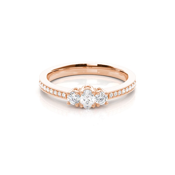 Trilogie-Diamant-Verlobungsring mit 4 Krappenfassungen