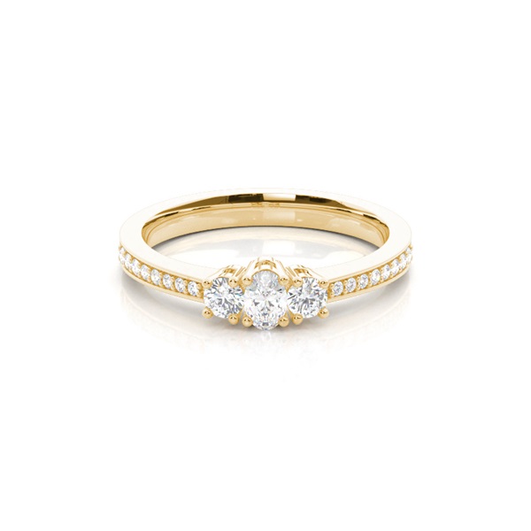 Trilogie-Diamant-Verlobungsring mit 4 Krappenfassungen