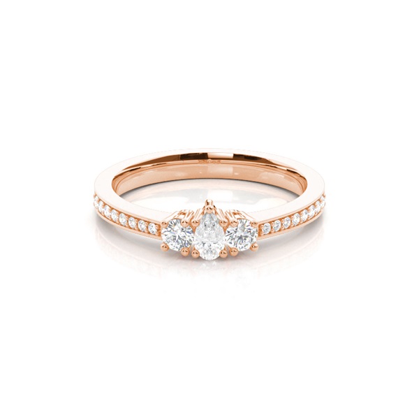 Trilogie-Diamant-Verlobungsring mit 4 Krappenfassungen