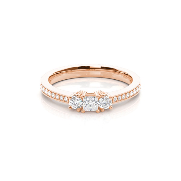 Trilogie-Diamant-Verlobungsring mit 4 Krappenfassungen