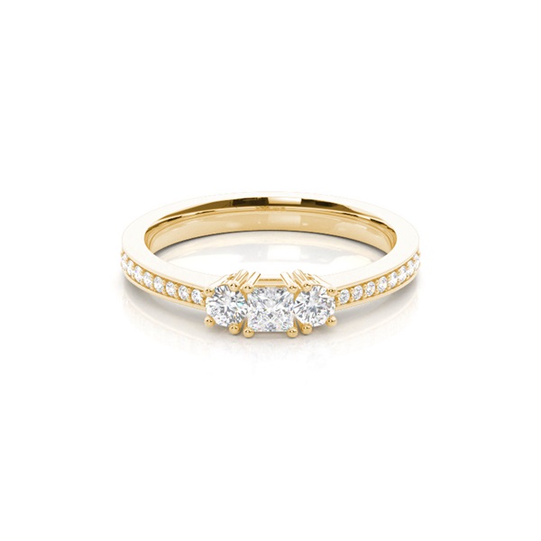 Trilogie-Diamant-Verlobungsring mit 4 Krappenfassungen