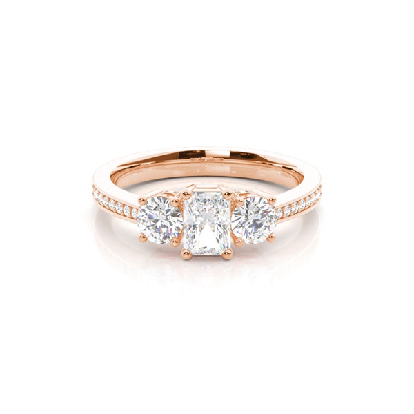 Trilogie-Diamant-Verlobungsring mit 4 Krappenfassungen