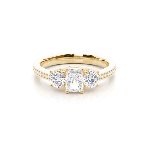 Trilogie-Diamant-Verlobungsring mit 4 Krappenfassungen