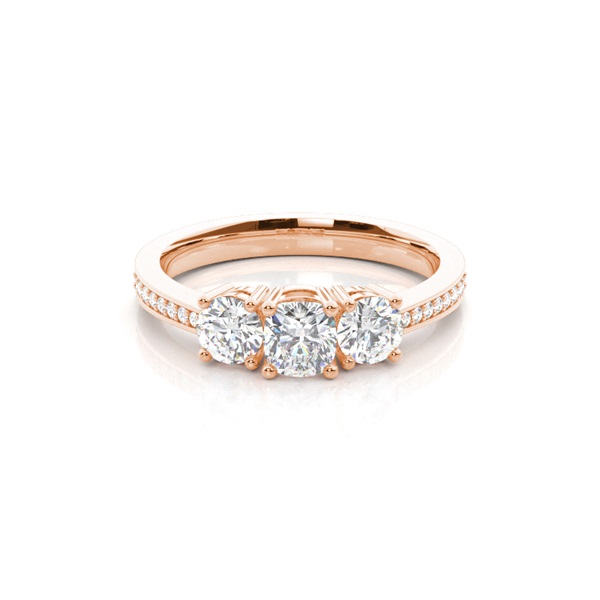 Trilogie-Diamant-Verlobungsring mit 4 Krappenfassungen