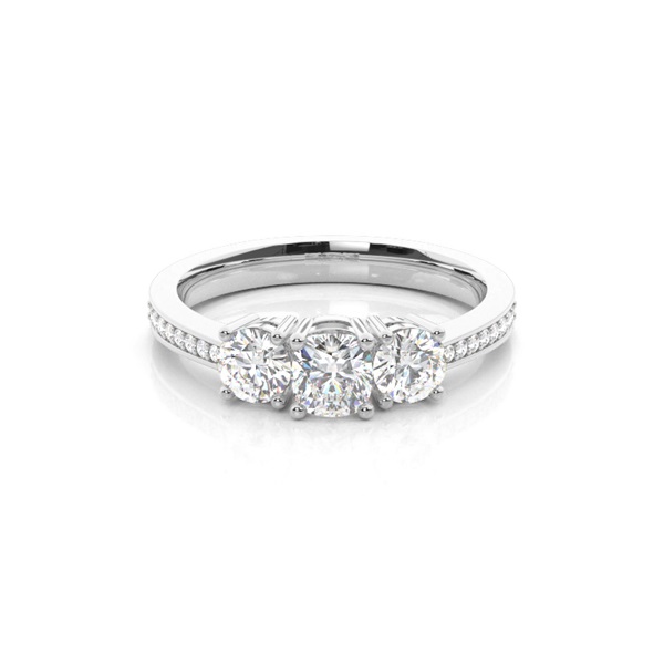 Trilogie-Diamant-Verlobungsring mit 4 Krappenfassungen