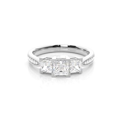 Anello Di Fidanzamento Con Diamante Trilogia Princess In Oro Bianco
