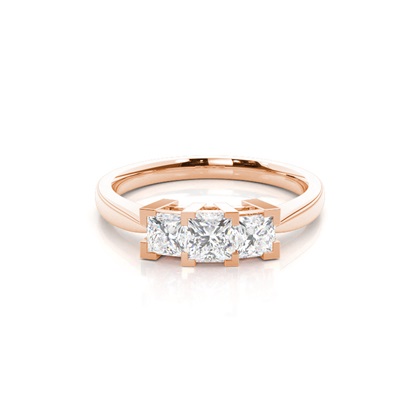 Princess Rose Gold Diamond Rings Three Stone