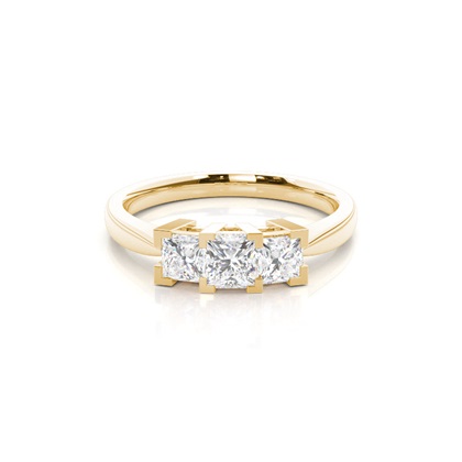 Yellow Gold Three Stone Diamond Rings