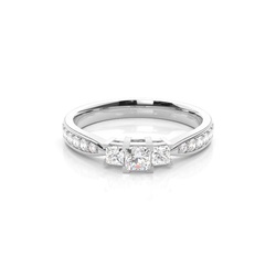 White Gold Princess Trilogy Diamond Engagement Ring
