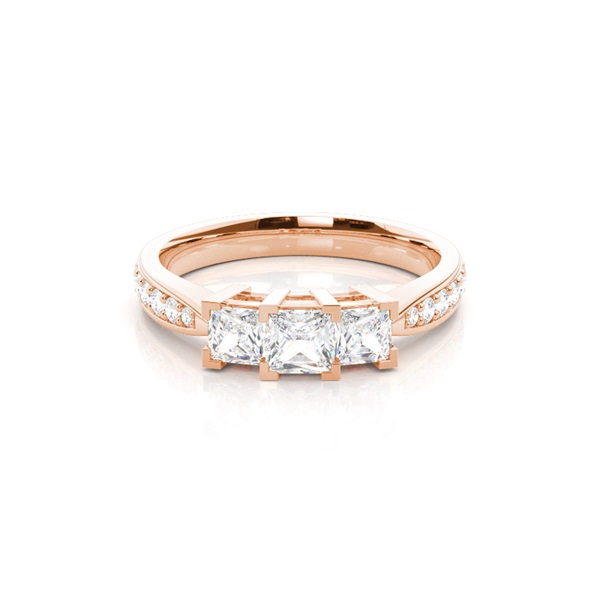 White Gold Princess Trilogy Diamond Engagement Ring