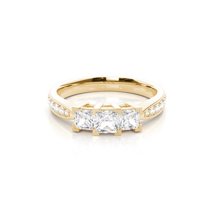 Yellow Gold Three Stone Diamond Rings