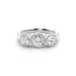 Full Bezel Setting Plain Three Stone Ring