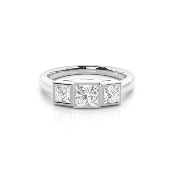 Full Bezel Setting Plain Three stone Ring