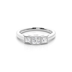 Full Bezel Setting Plain Three stone Ring