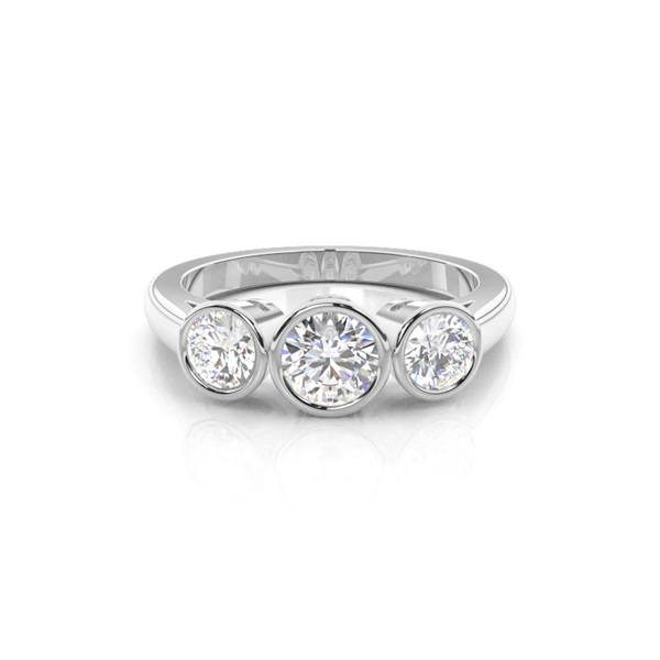 Full Bezel Setting Plain Three stone Ring