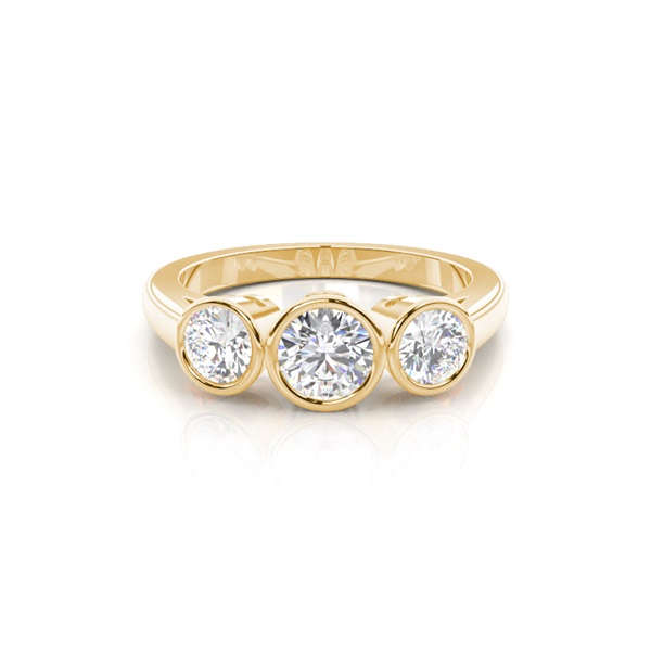 Full Bezel Setting Plain Three stone Ring