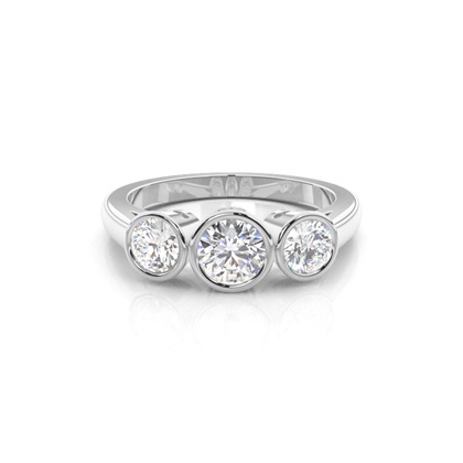 Full Bezel Setting Plain Three stone Ring