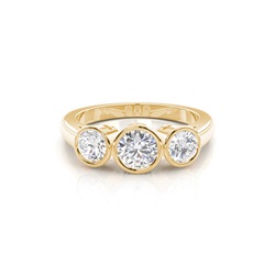 Full Bezel Setting Plain Three stone Ring