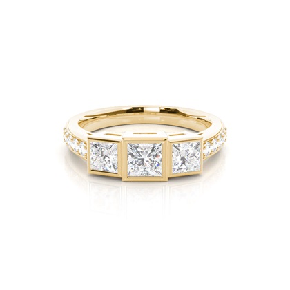 Yellow Gold Three Stone Diamond Rings