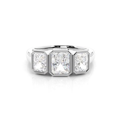 Full Bezel Setting Plain Three stone Ring