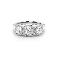 Full Bezel Setting Plain Three stone Ring
