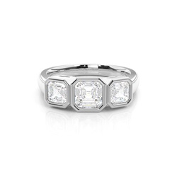 Full Bezel Setting Plain Three stone Ring