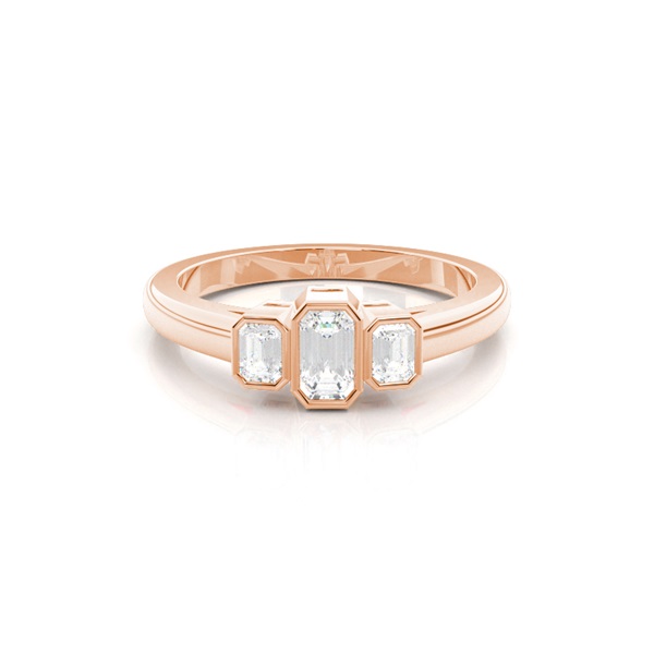 Full Bezel Setting Plain Three stone Ring