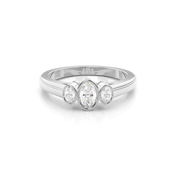Full Bezel Setting Plain Three stone Ring