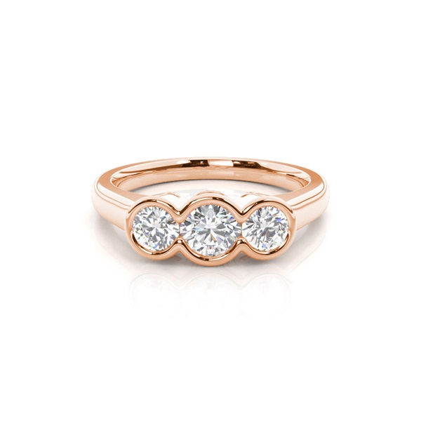 Semi Bezel Setting Plain Three stone Ring