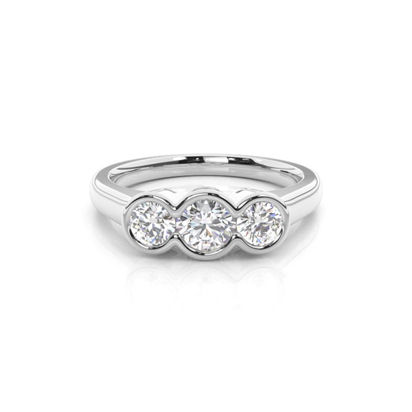Semi Bezel Setting Plain Three stone Ring