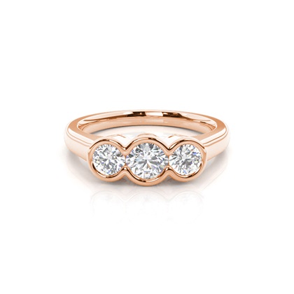 Semi Bezel Setting Plain Three stone Ring