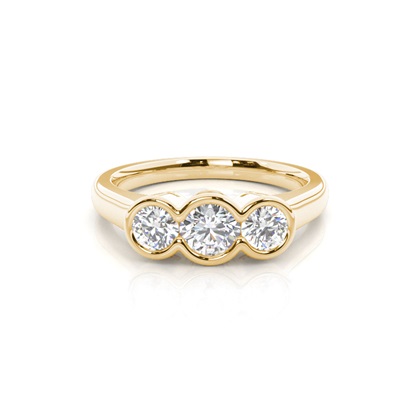 Semi Bezel Setting Plain Three stone Ring