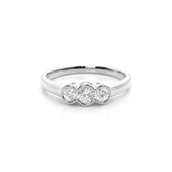 Semi Bezel Setting Plain Three stone Ring