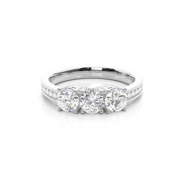 White Gold Three Stone Diamond Engagement Ring