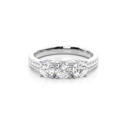 White Gold Three Stone Diamond Engagement Ring