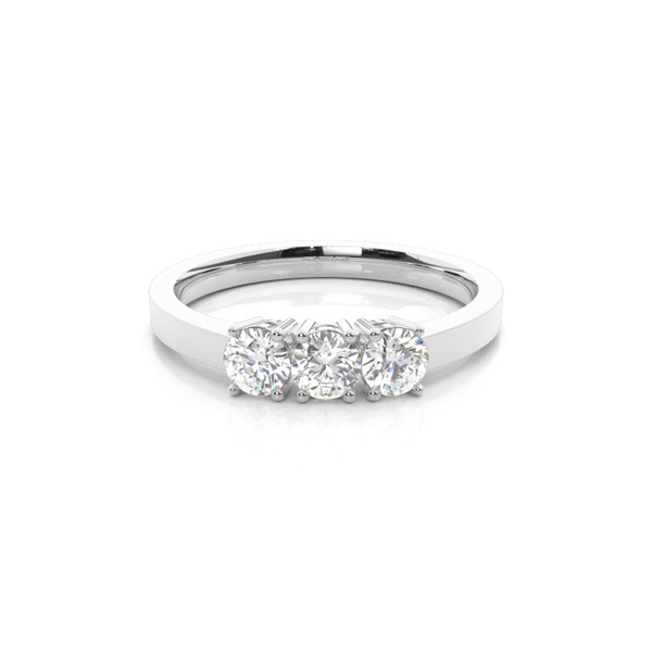 4 Prong Setting Plain Three stone Ring