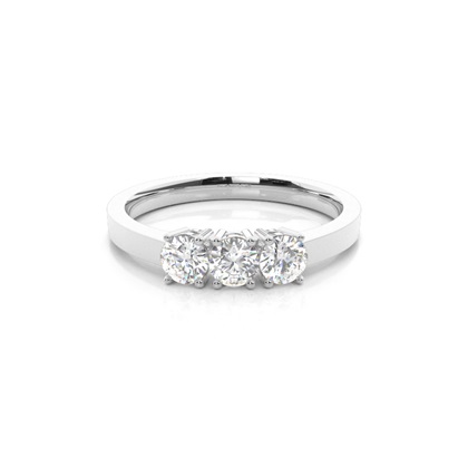 4 Prong Setting Plain Three stone Ring