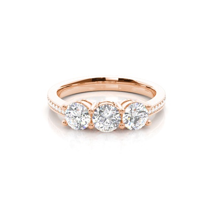 Rose Gold 3 Stone Diamond Rings