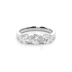 Bar Setting Studded Three Stone Ring