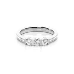 Bar Setting Studded Three stone Ring