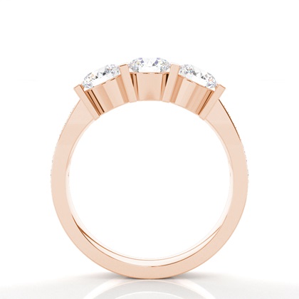 Rose Gold 3 Stone Diamond Rings