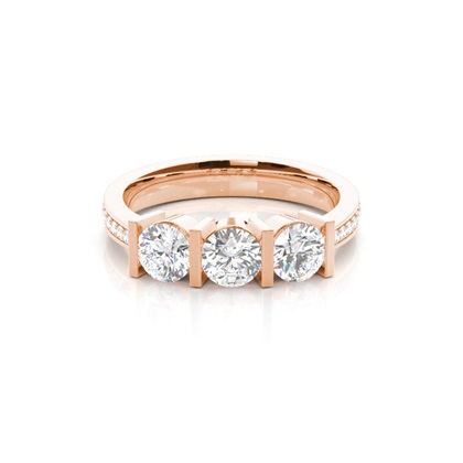 Rose Gold 3 Stone Diamond Rings