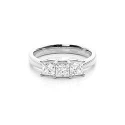 White Gold Princess Three Stone Diamond Engagement Ring