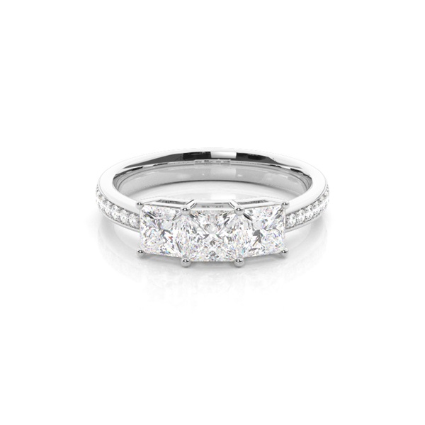 White Gold Princess Trilogy Diamond Engagement Ring